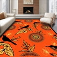 thumbnail image 1 of ODIKA 3'x5' Machine Washable Non-Slip Area Rug, Exotic Tropical Birds Interlocking Floral Medallion High Traffic Rug with Pad, Orange, 577896, 1 of 8
