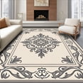 thumbnail image 1 of ODIKA 3'x5' Machine Washable Non-Slip Area Rug, Exquisite Floral Damask Paisley Ornamental High Traffic Rug with Pad, Beige, 582438, 1 of 8