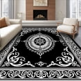 thumbnail image 1 of ODIKA 3'x5' Machine Washable Non-Slip Area Rug, Exquisite Fluffy Medallion Baroque Fancy Luxury High Traffic Rug, Black, 586463, 1 of 7