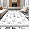 thumbnail image 1 of ODIKA 3'x5' Machine Washable Non-Slip Area Rug, Faded Heritage Damask with Scrolling Florals and Subtle Latticework High Traffic Rug, Black, 385924, 1 of 7
