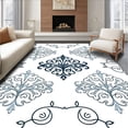 thumbnail image 1 of ODIKA 3'x5' Machine Washable Non-Slip Area Rug, Farmhouse Damask Scroll Machine with Timeless Design High Traffic Rug, Blue, 552301, 1 of 7