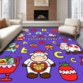 thumbnail image 1 of ODIKA 3'x5' Machine Washable Non-Slip Area Rug, Farmyard Friends Alphabet Scholar Growth Intelligence Training Surface High Traffic Rug with Pad, Purple, 679134, 1 of 8