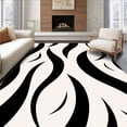 thumbnail image 1 of ODIKA 3'x5' Machine Washable Non-Slip Area Rug, Fauna Wavy Lined Deluxe Shag Arrangement High Traffic Rug with Pad, Black, 660180, 1 of 8