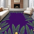 thumbnail image 1 of ODIKA 3'x5' Machine Washable Non-Slip Area Rug, Feathered Fir Branches and Pinecone Arrangement Design High Traffic Rug, Purple, 503986, 1 of 7