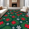 thumbnail image 1 of ODIKA 3'x5' Machine Washable Non-Slip Area Rug, Festive Berry Half Moon Entrance Welcome Holiday Hearth High Traffic Rug with Pad, Green, 608725, 1 of 8