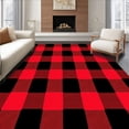 thumbnail image 1 of ODIKA 3'x5' Machine Washable Non-Slip Area Rug, Festive Buffalo Check with Holiday Charm Decorative Design High Traffic Rug with Pad, Black, 506360, 1 of 8