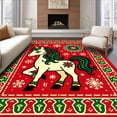thumbnail image 1 of ODIKA 3'x5' Machine Washable Non-Slip Area Rug, Festive Canvas Handcraft Stitch Package High Traffic Rug with Pad, Red, 644847, 1 of 8