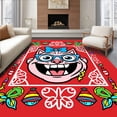 thumbnail image 1 of ODIKA 3'x5' Machine Washable Non-Slip Area Rug, Festive Dog Bowtie Scene Yarn Art with Decorative Interlocking High Traffic Rug with Pad, Red, 636404, 1 of 8