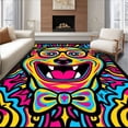 thumbnail image 1 of ODIKA 3'x5' Machine Washable Non-Slip Area Rug, Festive Dog Character with Stylish Glasses and Decorative Bow Tie High Traffic Rug, Yellow, 745644, 1 of 7