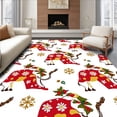 thumbnail image 1 of ODIKA 3'x5' Machine Washable Non-Slip Area Rug, Festive Elephant Holiday Latch Hook Needlecraft Embroidery Kit High Traffic Rug, Red, 742395, 1 of 7