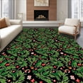 thumbnail image 1 of ODIKA 3'x5' Machine Washable Non-Slip Area Rug, Festive Evergreen Sprigs and Berries Holiday Door Accent High Traffic Rug, Black, 653471, 1 of 7