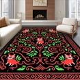 thumbnail image 1 of ODIKA 3'x5' Machine Washable Non-Slip Area Rug, Festive Fox and Leafy Swirl Interlocking Holiday High Traffic Rug, Black, 742545, 1 of 7