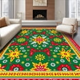 thumbnail image 1 of ODIKA 3'x5' Machine Washable Non-Slip Area Rug, Festive Holiday Bath Featuring Joyful Ornament Decoration High Traffic Rug with Pad, Green, 655983, 1 of 8