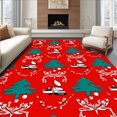 thumbnail image 1 of ODIKA 3'x5' Machine Washable Non-Slip Area Rug, Festive Holiday Evergreen Vehicle Decorative High Traffic Rug with Pad, Red, 607911, 1 of 8