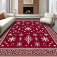 thumbnail image 1 of ODIKA 3'x5' Machine Washable Non-Slip Area Rug, Festive Holiday Rustic With Charming Xmas Symbols High Traffic Rug with Pad, Red, 731622, 1 of 8