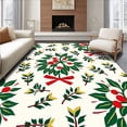 thumbnail image 1 of ODIKA 3'x5' Machine Washable Non-Slip Area Rug, Festive Holly Wreath Holiday Bathroom with Hooks High Traffic Rug, Green, 638617, 1 of 7