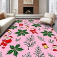 thumbnail image 1 of ODIKA 3'x5' Machine Washable Non-Slip Area Rug, Festive Holly Wreath with Jolly Santa High Traffic Rug with Pad, Pink, 737742, 1 of 8