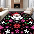 thumbnail image 1 of ODIKA 3'x5' Machine Washable Non-Slip Area Rug, Festive Jolly Saint Nick Holiday Floor With Decorative Trim High Traffic Rug with Pad, Black, 739872, 1 of 8