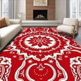 thumbnail image 1 of ODIKA 3'x5' Machine Washable Non-Slip Area Rug, Festive Kaleidoscope Floor Covering with Celebration Themes High Traffic Rug with Pad, Red, 618490, 1 of 8
