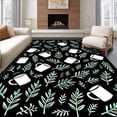 thumbnail image 1 of ODIKA 3'x5' Machine Washable Non-Slip Area Rug, Festive Mug with Whimsical Pine Sprig Accents High Traffic Rug with Pad, Black, 651882, 1 of 8