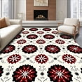 thumbnail image 1 of ODIKA 3'x5' Machine Washable Non-Slip Area Rug, Festive Nordic Snowflake Medallion Design High Traffic Rug with Pad, Red, 501219, 1 of 8