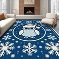 thumbnail image 1 of ODIKA 3'x5' Machine Washable Non-Slip Area Rug, Festive Owl Motif with Santa Cap and Snowflake Embellishments High Traffic Rug with Pad, Blue, 621038, 1 of 8