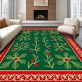 thumbnail image 1 of ODIKA 3'x5' Machine Washable Non-Slip Area Rug, Festive Patchwork with Holly and Berry Motifs High Traffic Rug, Green, 734313, 1 of 7