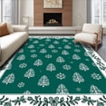 thumbnail image 1 of ODIKA 3'x5' Machine Washable Non-Slip Area Rug, Festive Pine Cone Snowfall Bath with Holly Border Design High Traffic Rug with Pad, Green, 735593, 1 of 8