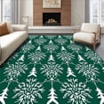 thumbnail image 1 of ODIKA 3'x5' Machine Washable Non-Slip Area Rug, Festive Pine Forest and Snowflake Mosaic Holiday High Traffic Rug with Pad, Green, 621291, 1 of 8