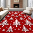 thumbnail image 1 of ODIKA 3'x5' Machine Washable Non-Slip Area Rug, Festive Pine Tree Snowflake Holiday with Backing High Traffic Rug, Red, 615386, 1 of 7