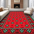thumbnail image 1 of ODIKA 3'x5' Machine Washable Non-Slip Area Rug, Festive Plaid Holiday With Elegant Trellis High Traffic Rug, Red, 611122, 1 of 7