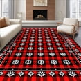 thumbnail image 1 of ODIKA 3'x5' Machine Washable Non-Slip Area Rug, Festive Plaid Patchwork Checkered with Nordic Inspired Details High Traffic Rug with Pad, Red, 621155, 1 of 8