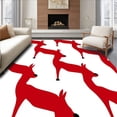 thumbnail image 1 of ODIKA 3'x5' Machine Washable Non-Slip Area Rug, Festive Reindeer Parade with Yuletide Spirit High Traffic Rug, Red, 735227, 1 of 7