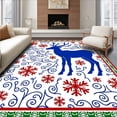 thumbnail image 1 of ODIKA 3'x5' Machine Washable Non-Slip Area Rug, Festive Reindeer with Snowflake Embellishments Latch Hook High Traffic Rug, Red, 645124, 1 of 7