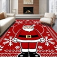 thumbnail image 1 of ODIKA 3'x5' Machine Washable Non-Slip Area Rug, Festive Santa Half Moon with Snowflake Embellishments High Traffic Rug with Pad, Red, 617821, 1 of 8