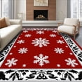 thumbnail image 1 of ODIKA 3'x5' Machine Washable Non-Slip Area Rug, Festive Snowflake Hearth Accent Winter Holiday Entryway Welcome High Traffic Rug, Red, 609860, 1 of 7