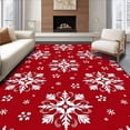 thumbnail image 1 of ODIKA 3'x5' Machine Washable Non-Slip Area Rug, Festive Snowflake Winter Wonderland Holiday Decoration Flooring High Traffic Rug with Pad, Red, 623132, 1 of 8
