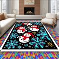 thumbnail image 1 of ODIKA 3'x5' Machine Washable Non-Slip Area Rug, Festive Snowman Wonderland Motif with Scarf and Hat Surrounded by Snowflakes High Traffic Rug, Black, 637810, 1 of 7