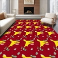 thumbnail image 1 of ODIKA 3'x5' Machine Washable Non-Slip Area Rug, Festive With Cheerful Giraffe and Holiday Design High Traffic Rug, Red, 638077, 1 of 7
