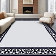 thumbnail image 1 of ODIKA 3'x5' Machine Washable Non-Slip Area Rug, Floral Damask Infusion with Structured Border Arrangement High Traffic Rug, Black, 461285, 1 of 7