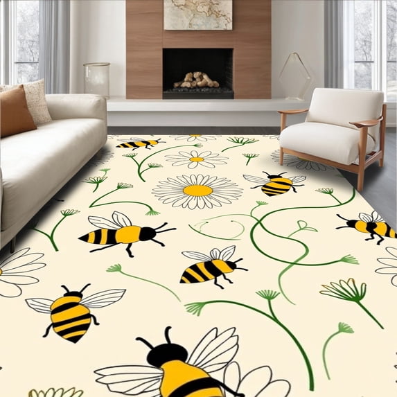 ODIKA 3x5 Machine Washable Non-Slip Area Rug, Floral High Traffic Rug, Ivory, 681753