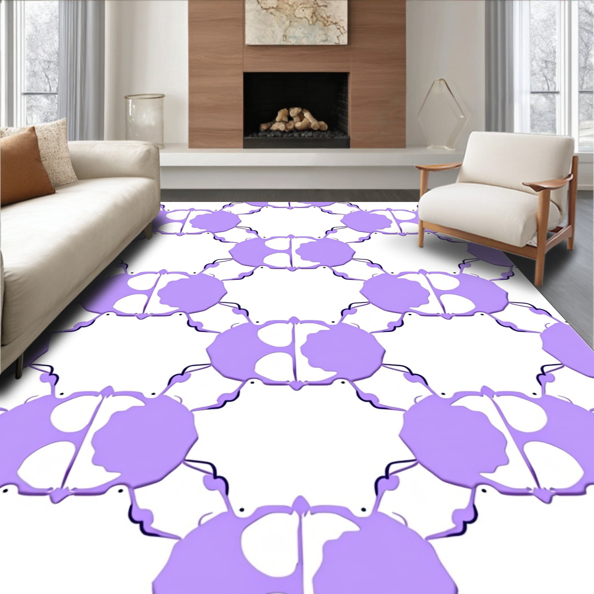 Orchidea Rugs ODIKA 3'x5' Machine Washable Non-Slip Area Rug, Floral Lattice ...