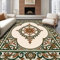 thumbnail image 1 of ODIKA 3'x5' Machine Washable Non-Slip Area Rug, Floral Medallion Border with Timeless European Elegance High Traffic Rug, Beige, 567069, 1 of 7