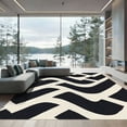 thumbnail image 1 of ODIKA 3'x5' Machine Washable Non-Slip Area Rug, Fluid Ribbon with Overlapping Curves and Minimalist Detailing High Traffic Rug, Black, 905713, 1 of 7