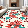 thumbnail image 1 of ODIKA 3'x5' Machine Washable Non-Slip Area Rug, Folk Art Sunburst with Intricate Floral Accents and Whimsical Detailing High Traffic Rug, Red, 446479, 1 of 7