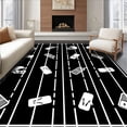 thumbnail image 1 of ODIKA 3'x5' Machine Washable Non-Slip Area Rug, Football Field Yard Lines Grid Design with Athletic Equipment Icons High Traffic Rug, Black, 672720, 1 of 7