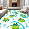 thumbnail image 1 of ODIKA 3'x5' Machine Washable Non-Slip Area Rug, Frog and Alligator Friends with Playful Splash Motif Interlocking Waves High Traffic Rug with Pad, Green, 720559, 1 of 8