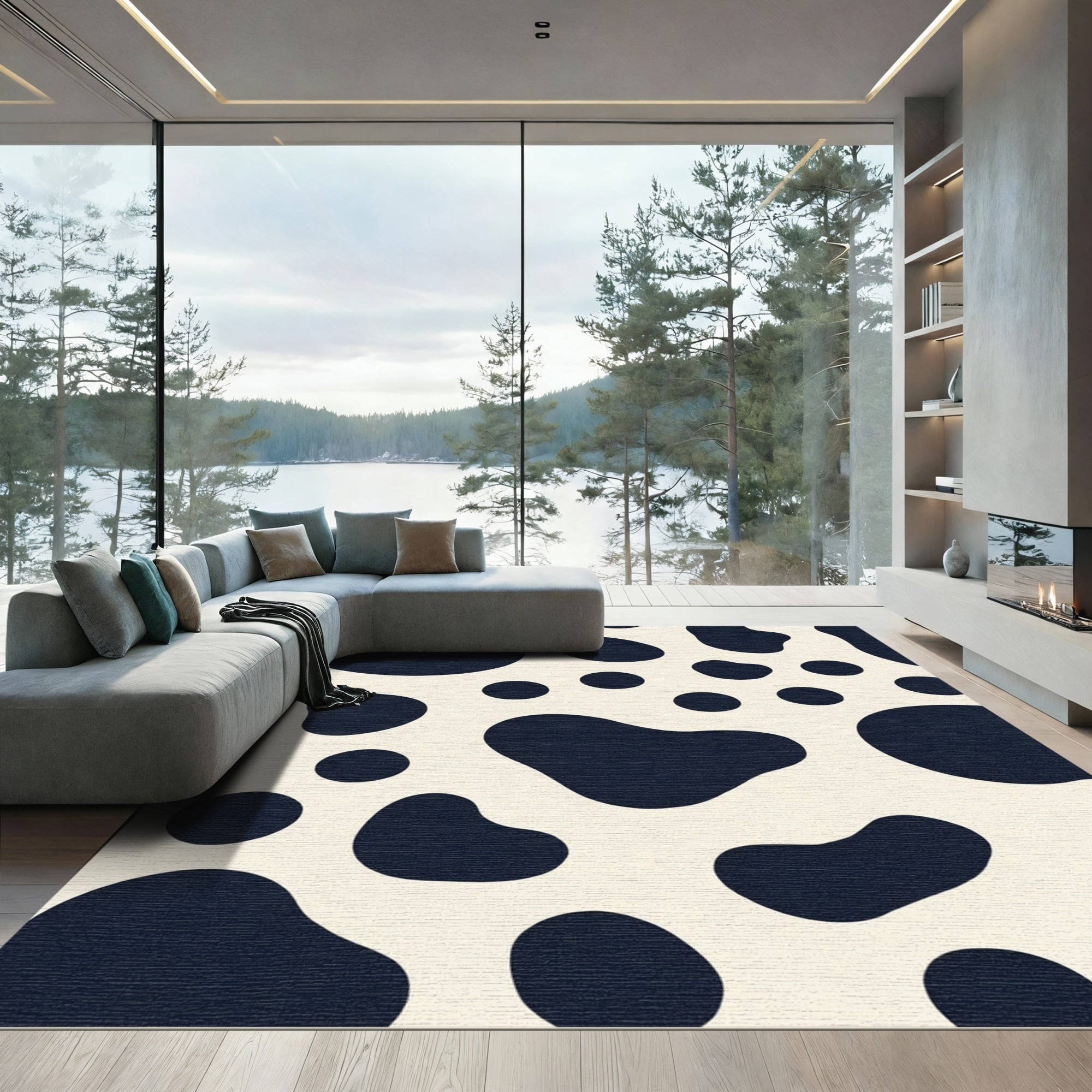 ODIKA 3x5 Machine Washable Non-Slip Area Rug, Fun Spotted Cattle Design ...