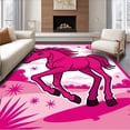 thumbnail image 1 of ODIKA 3'x5' Machine Washable Non-Slip Area Rug, Galloping Equine Yarn Art Stitch Embroidery Creation High Traffic Rug with Pad, Pink, 744766, 1 of 8