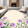 thumbnail image 1 of ODIKA 3'x5' Machine Washable Non-Slip Area Rug, Garden Crochet Hook Assembly with Floral Motifs High Traffic Rug with Pad, Purple, 633923, 1 of 8